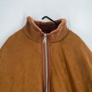Robert Graham Faux Suede Bomber Sherpa Stand Collar Jacket In Tan